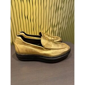 Rare Y-3 Yohji Yamamoto Gold Metallic Leather PLoafers Rare UK 6.5 Mens 7.5